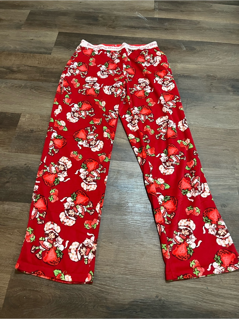 Strawberry Shortcake Velour Sleep Pants | Red Print Pajama Pants | Size S (4–6)
